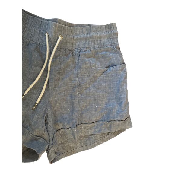 Women 8 Athleta Cabo Linen 4" Shorts Light Blue Pull-On Travel Beach Resort - Picture 2 of 5